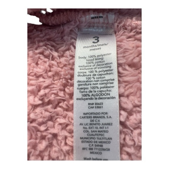 Carter's Pink Sherpa Baby Footie - Picture 5 of 5